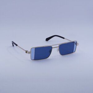 Off-White OERI14A CORTEZ 7645 Sunglasses Gold Rectangle Frame, Blue Lenses